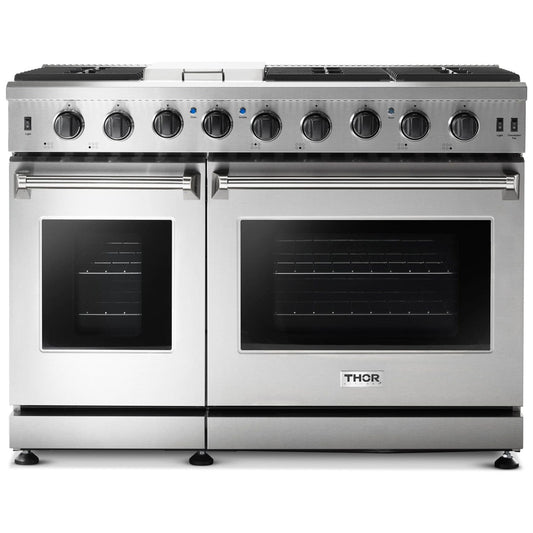 Double Oven 48 inch 6.8 cu. ft. Natural Gas Range in Stainless Steel - Heat AC & Co.