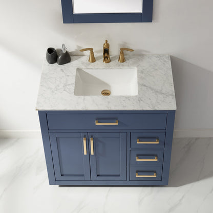 Altair Designs 36" single vanity with top - 531036-WH-CA-NM