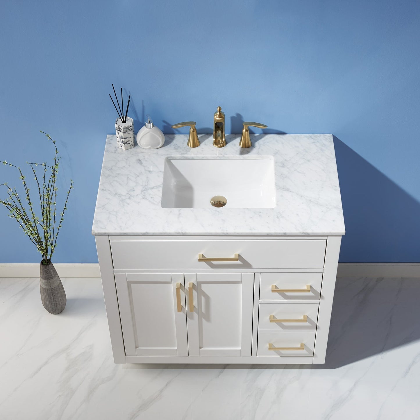 Altair Designs 36" single vanity with top - 531036-WH-CA-NM