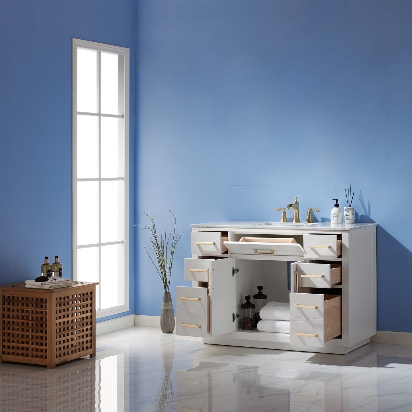 Altair Designs 48" single vanity with top - 531048-WH-CA-NM