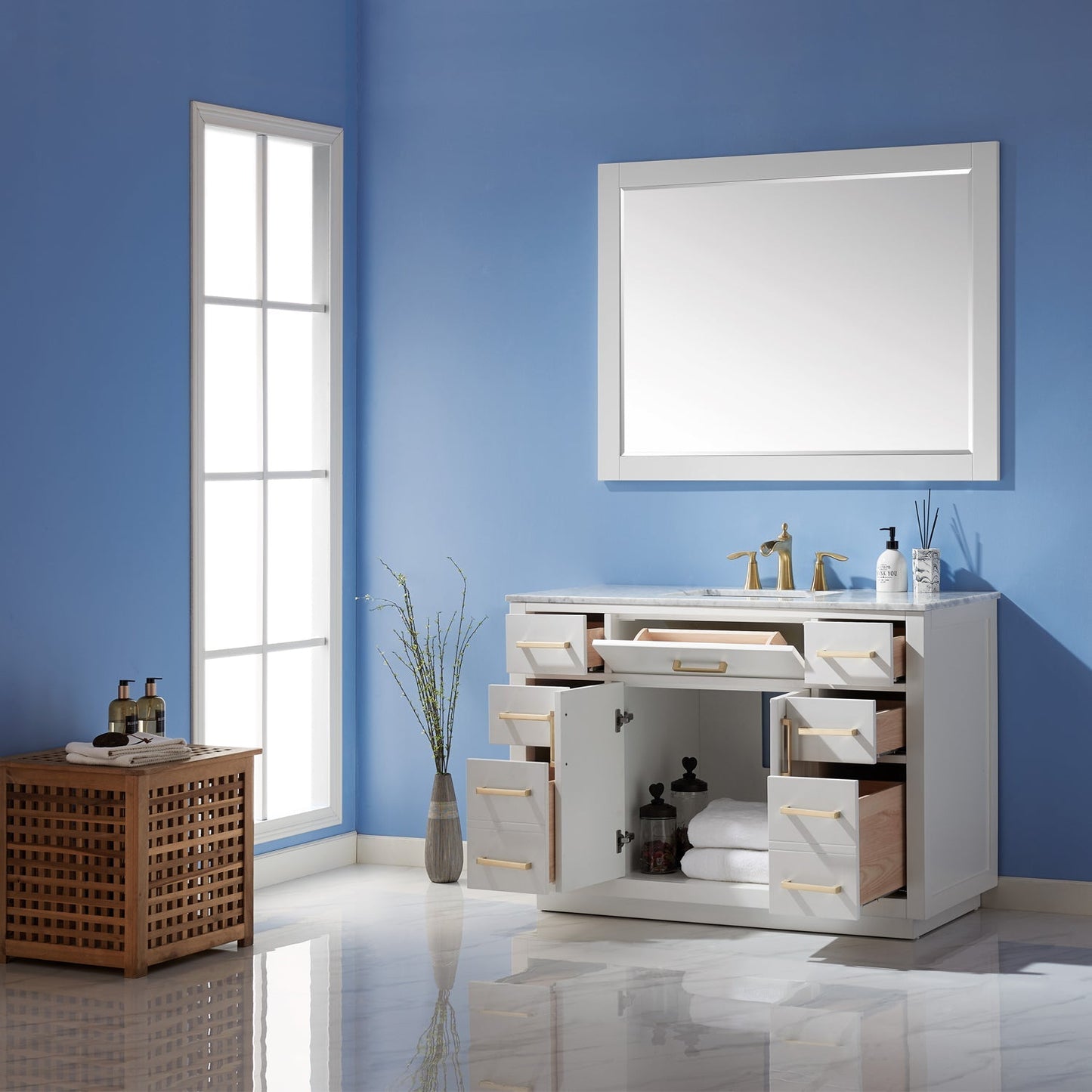 Altair Designs 48" single vanity with top - 531048-WH-CA-NM
