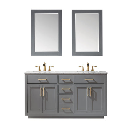 Altair Designs 60" double vanity with top - 531060-WH-CA-NM