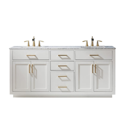 Altair Designs 72" double vanity with top - 531072-WH-CA-NM