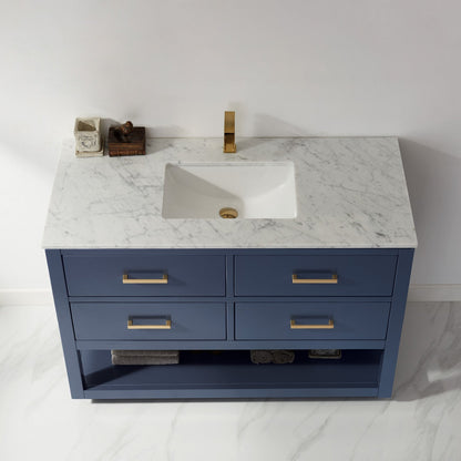 Altair Designs 48" single vanity with top - 532048-WH-CA-NM