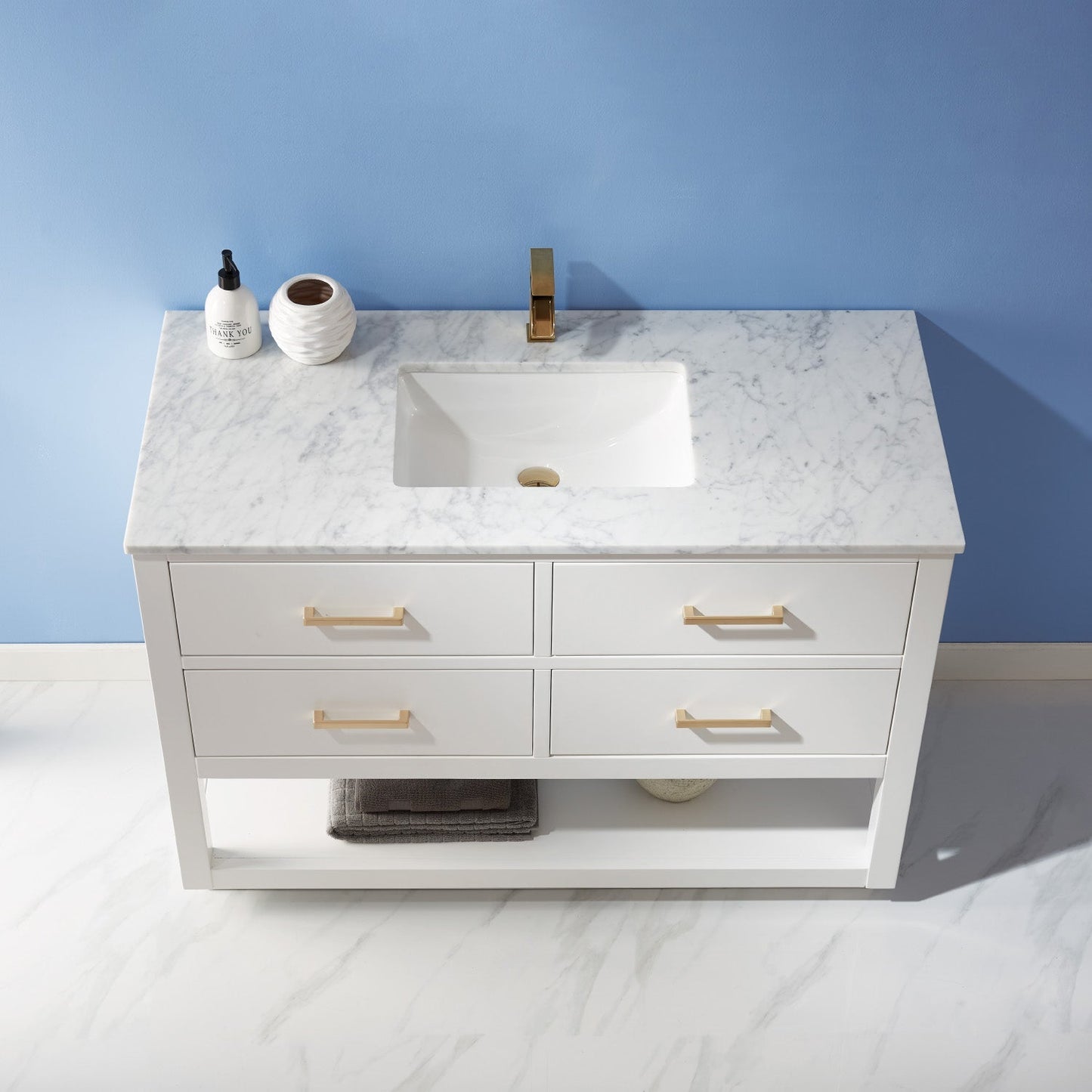 Altair Designs 48" single vanity with top - 532048-WH-CA-NM