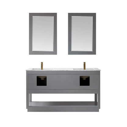 Altair Designs 60" double vanity with top - 532060-WH-CA-NM
