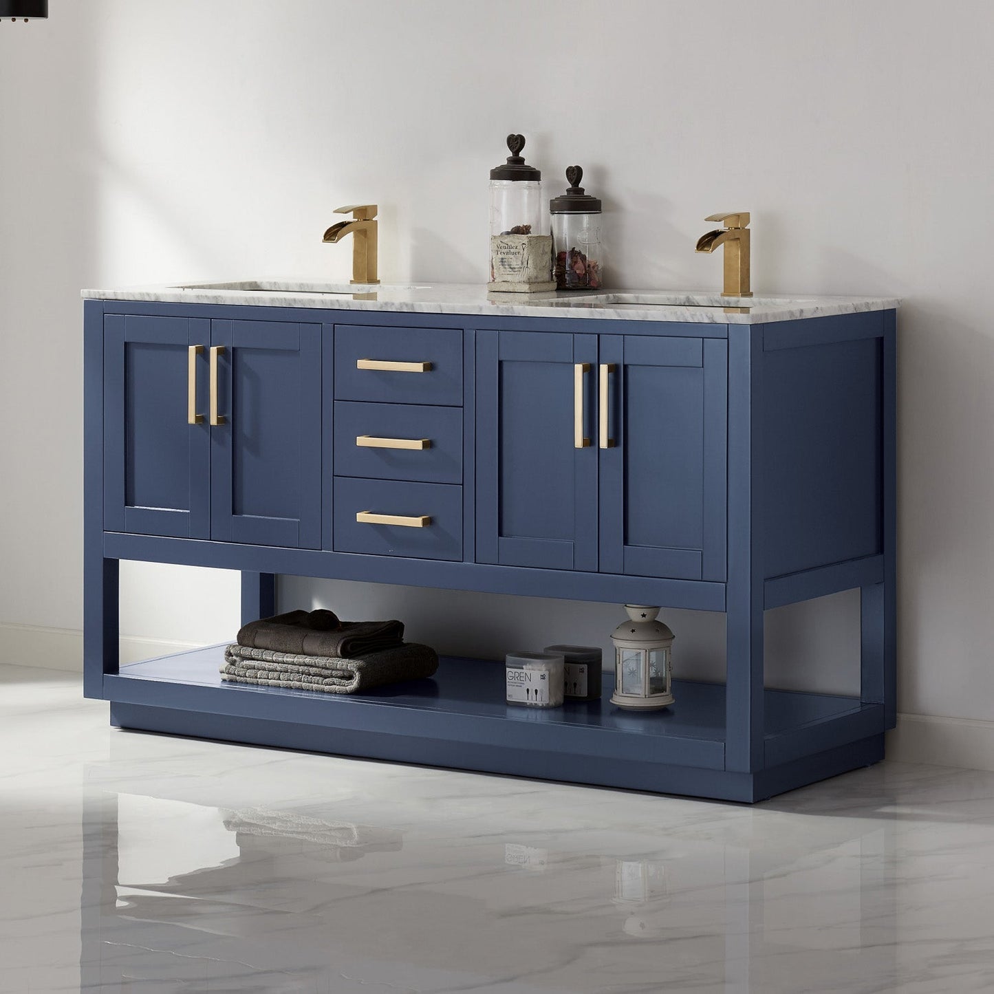 Altair Designs 60" double vanity with top - 532060-WH-CA-NM