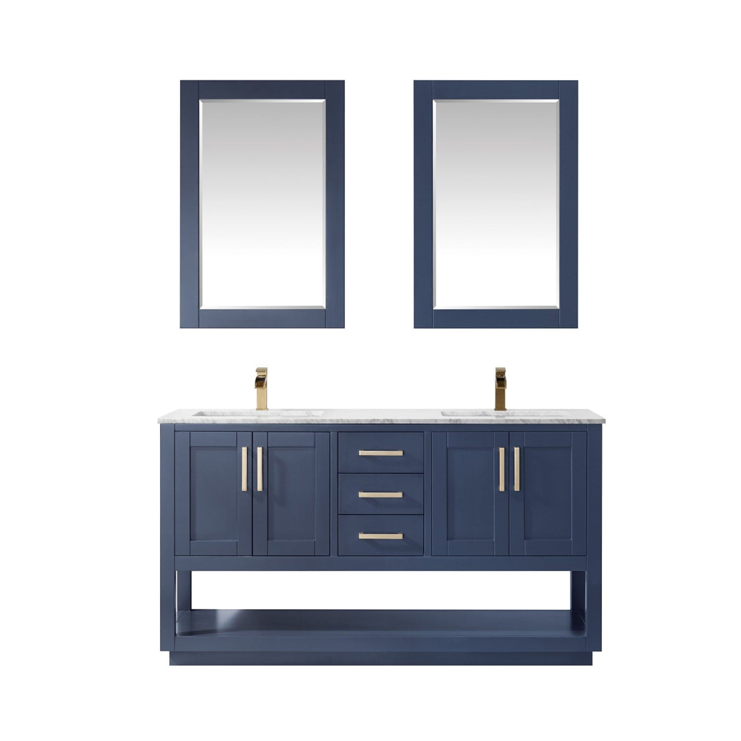 Altair Designs 60" double vanity with top - 532060-WH-CA-NM