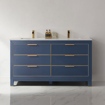 Altair Designs 60" double vanity with top - 533060-RB-AW-NM