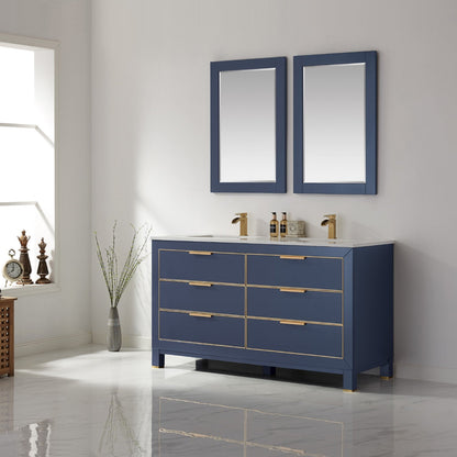 Altair Designs 60" double vanity with top - 533060-RB-AW-NM