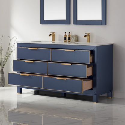 Altair Designs 60" double vanity with top - 533060-RB-AW-NM