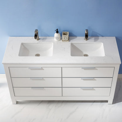 Altair Designs 60" double vanity with top - 533060-RB-AW-NM