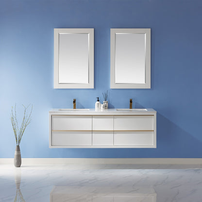 Altair Designs 60" double vanity with top - 534060-WH-AW-NM