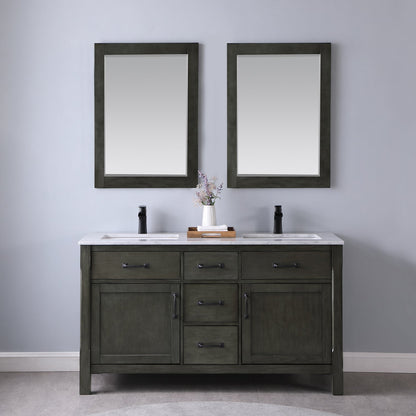 Altair Designs 60" double vanity with top - 535060-WH-CA