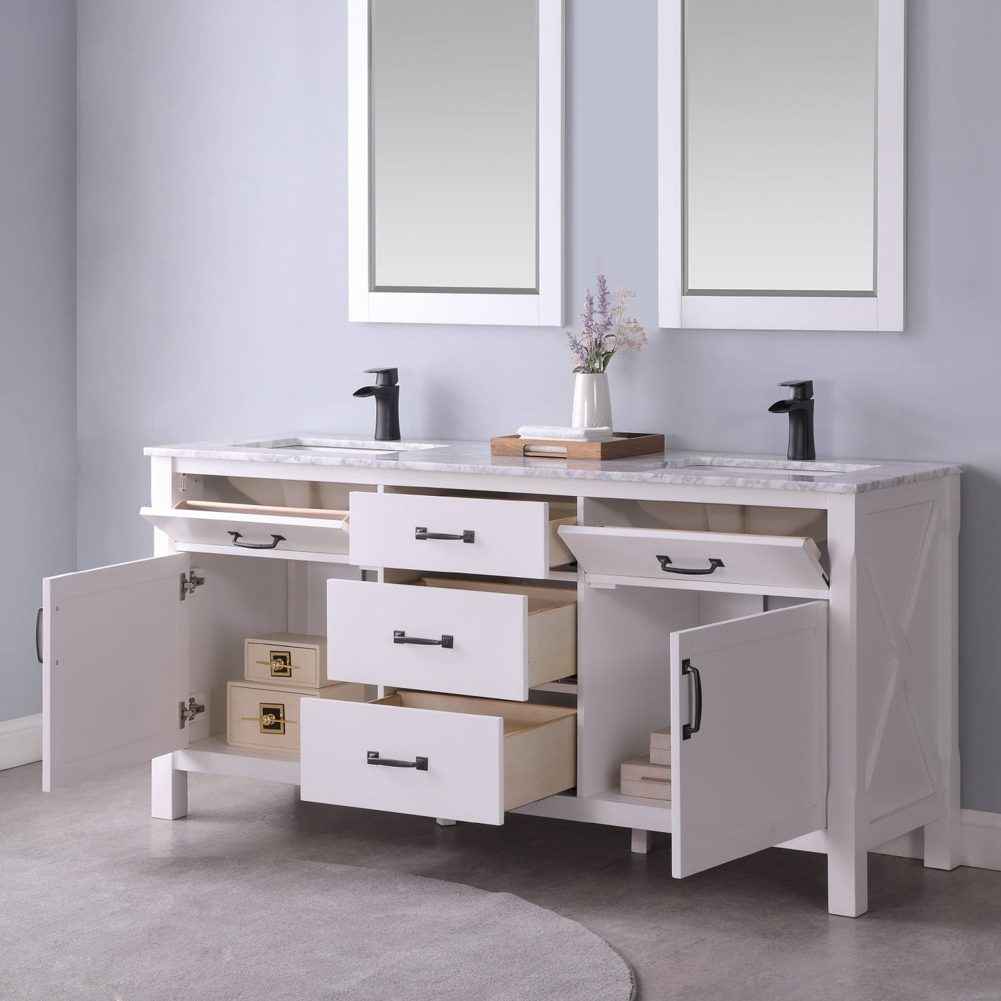 Altair Designs 72" double vanity with top - 535072-WH-CA