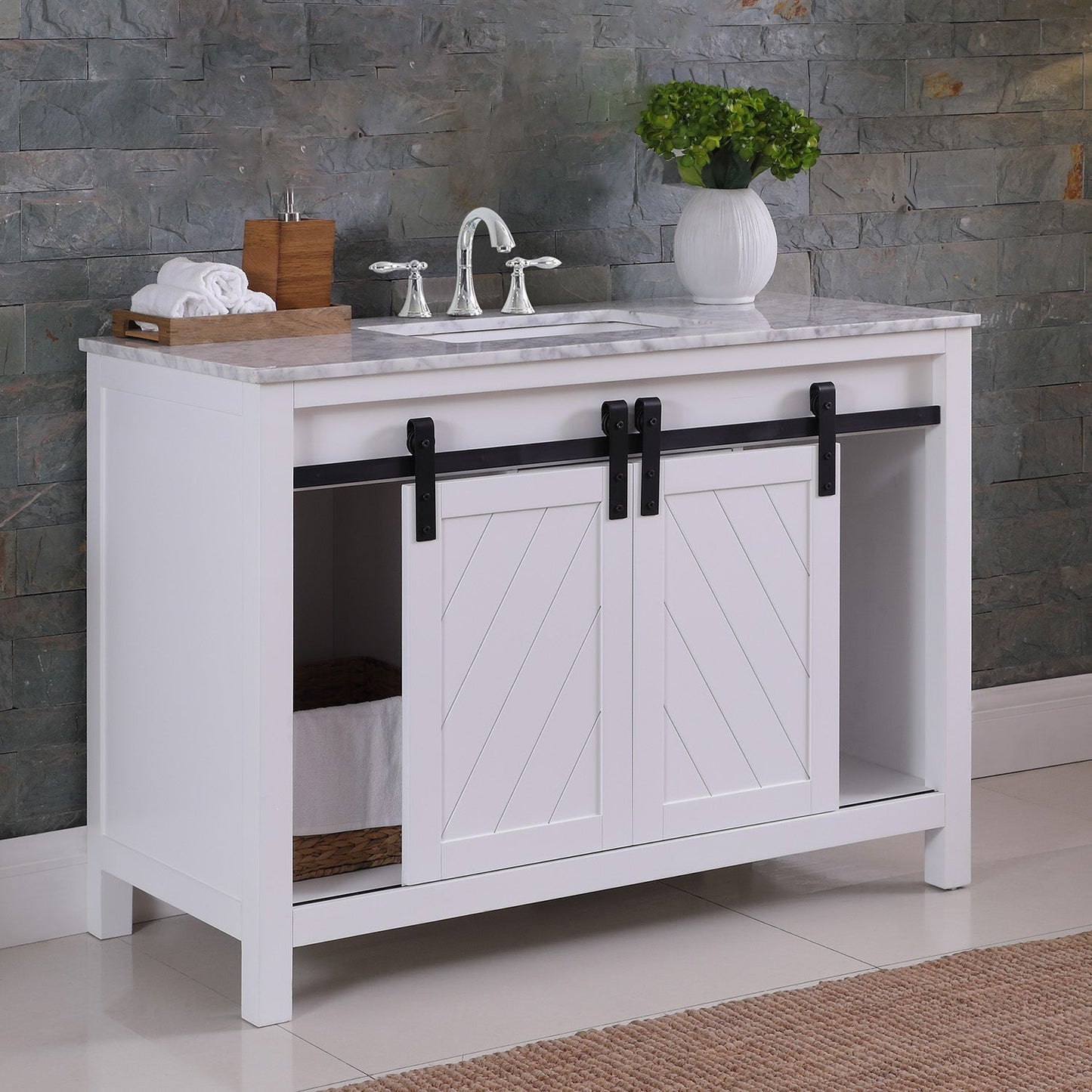 Altair Designs 48" single vanity with top - 536048-WH-CA-NM