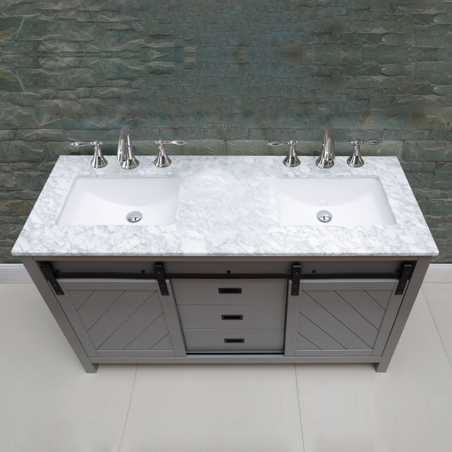 Altair Designs Kinsley 60" double vanity with top - 536060-WH-CA-NM
