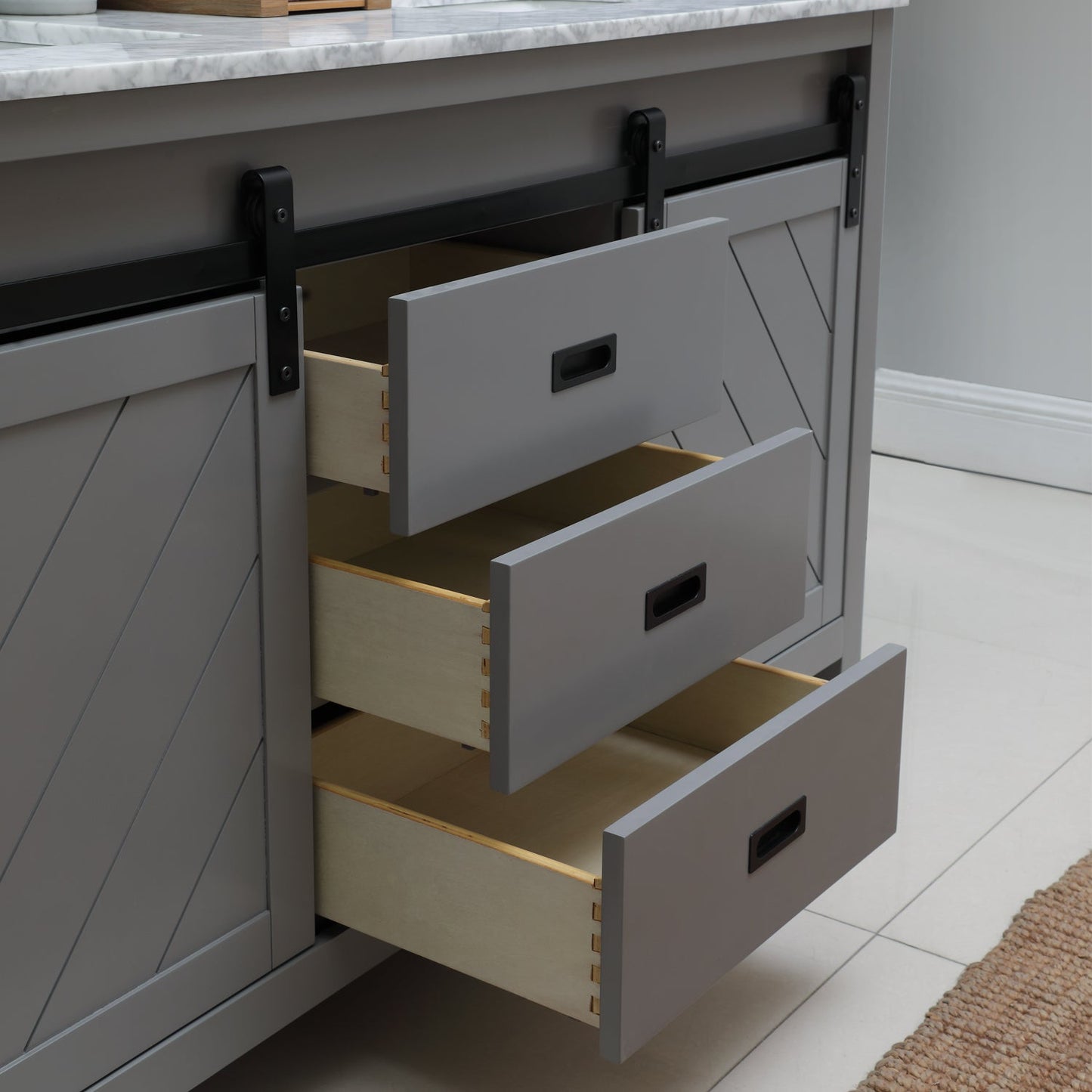 Altair Designs Kinsley 60" double vanity with top - 536060-WH-CA-NM