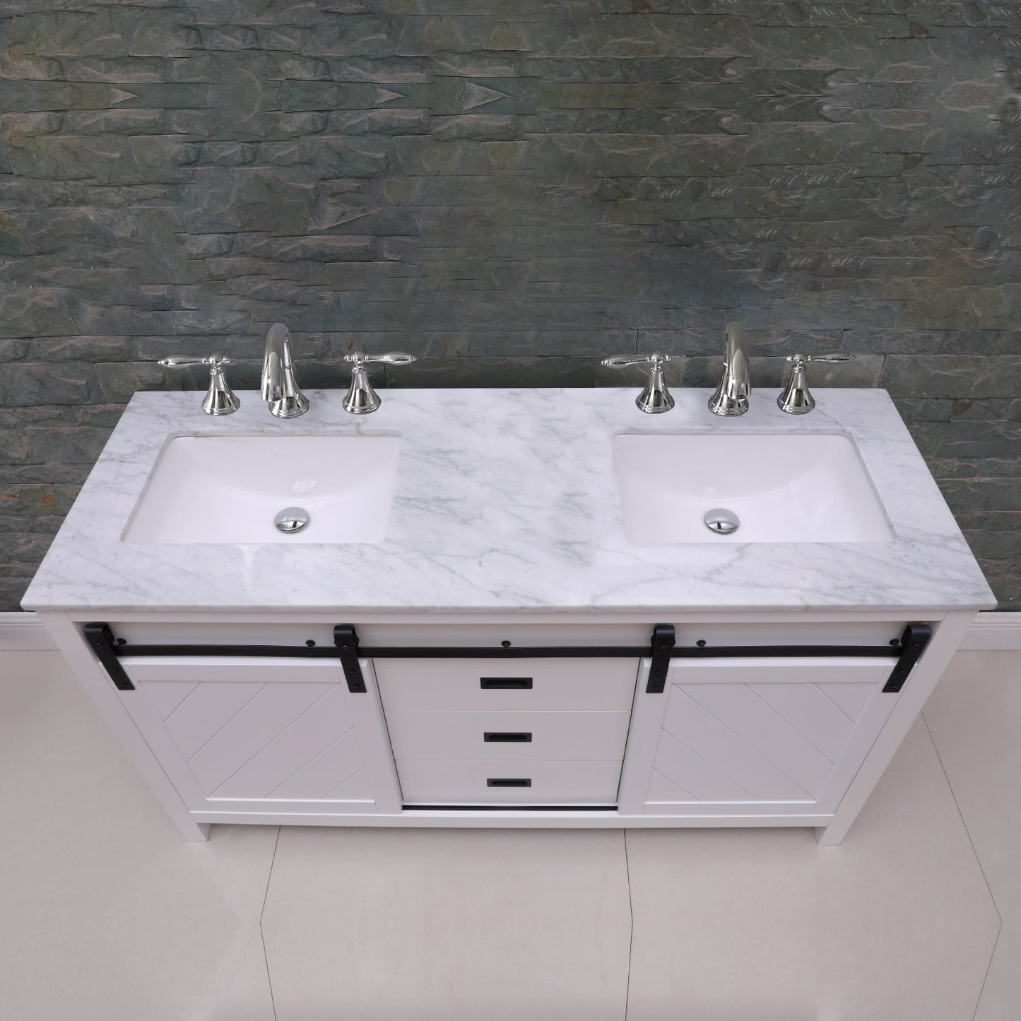 Altair Designs Kinsley 60" double vanity with top - 536060-WH-CA-NM