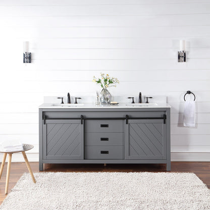Altair Designs Kinsley 72" double vanity with top - 536072-WH-AW-NM