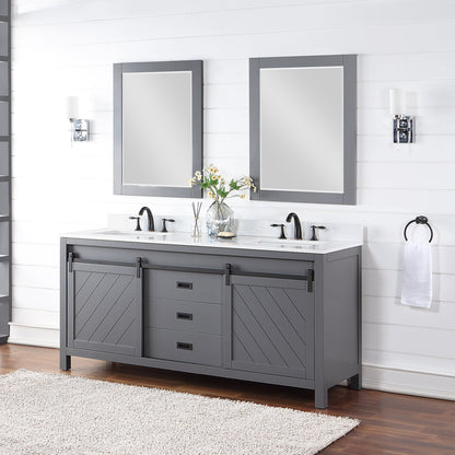 Altair Designs Kinsley 72" double vanity with top - 536072-WH-AW-NM
