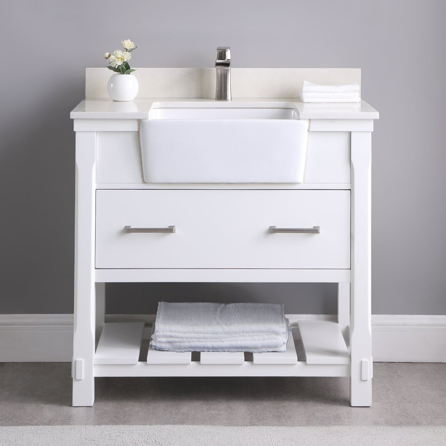 Altair Designs 36" single vanity with top - 537036-WH-AW-NM