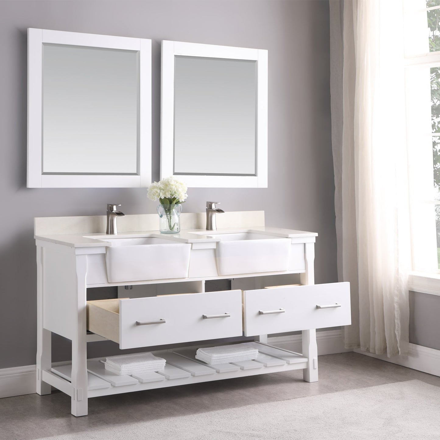 Altair Designs 60" double vanity with top - 537060-WH-AW-NM