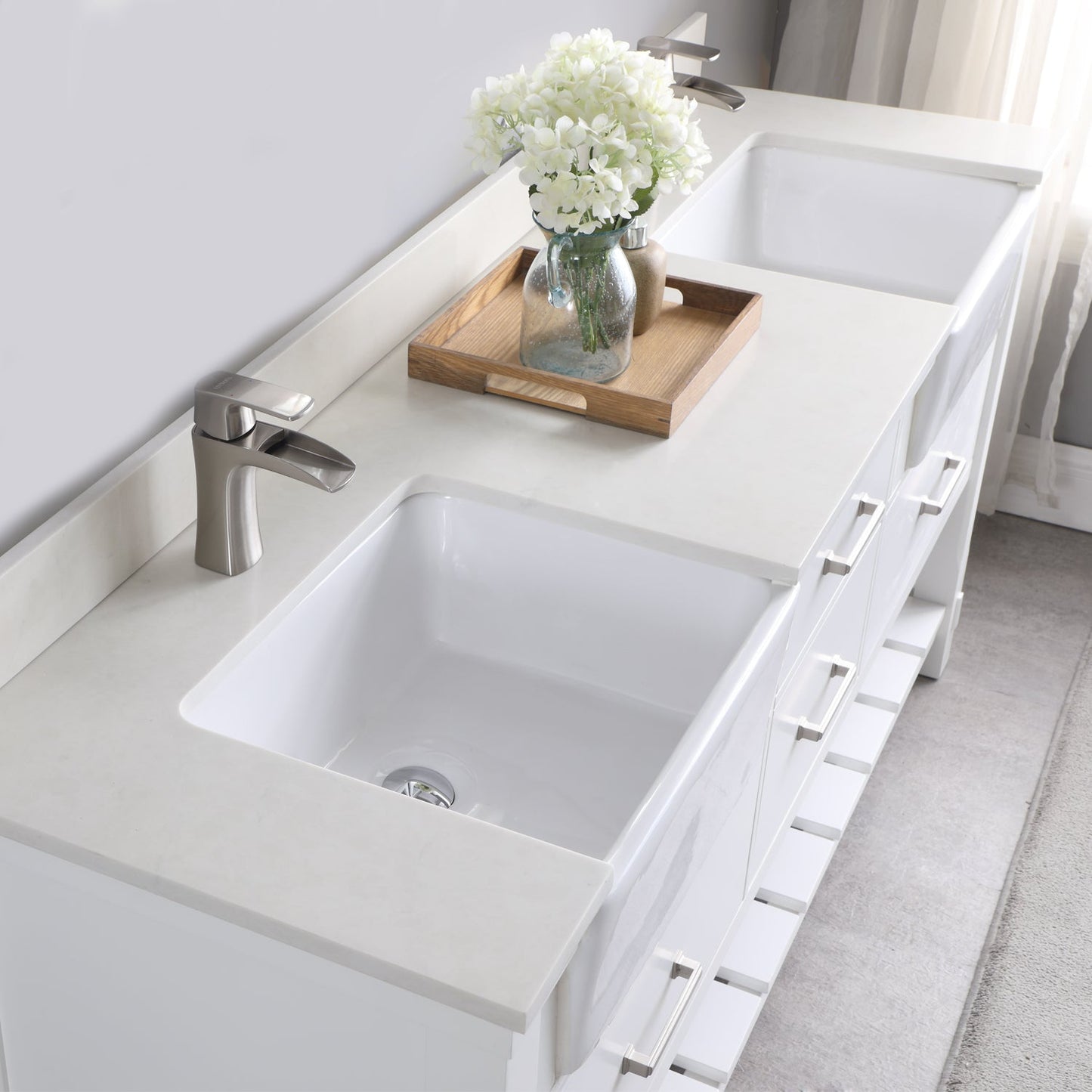 Altair Designs 72" double vanity with top - 537072-WH-AW-NM