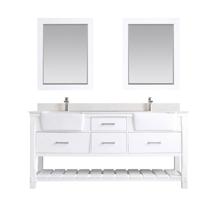 Altair Designs 72" double vanity with top - 537072-WH-AW-NM