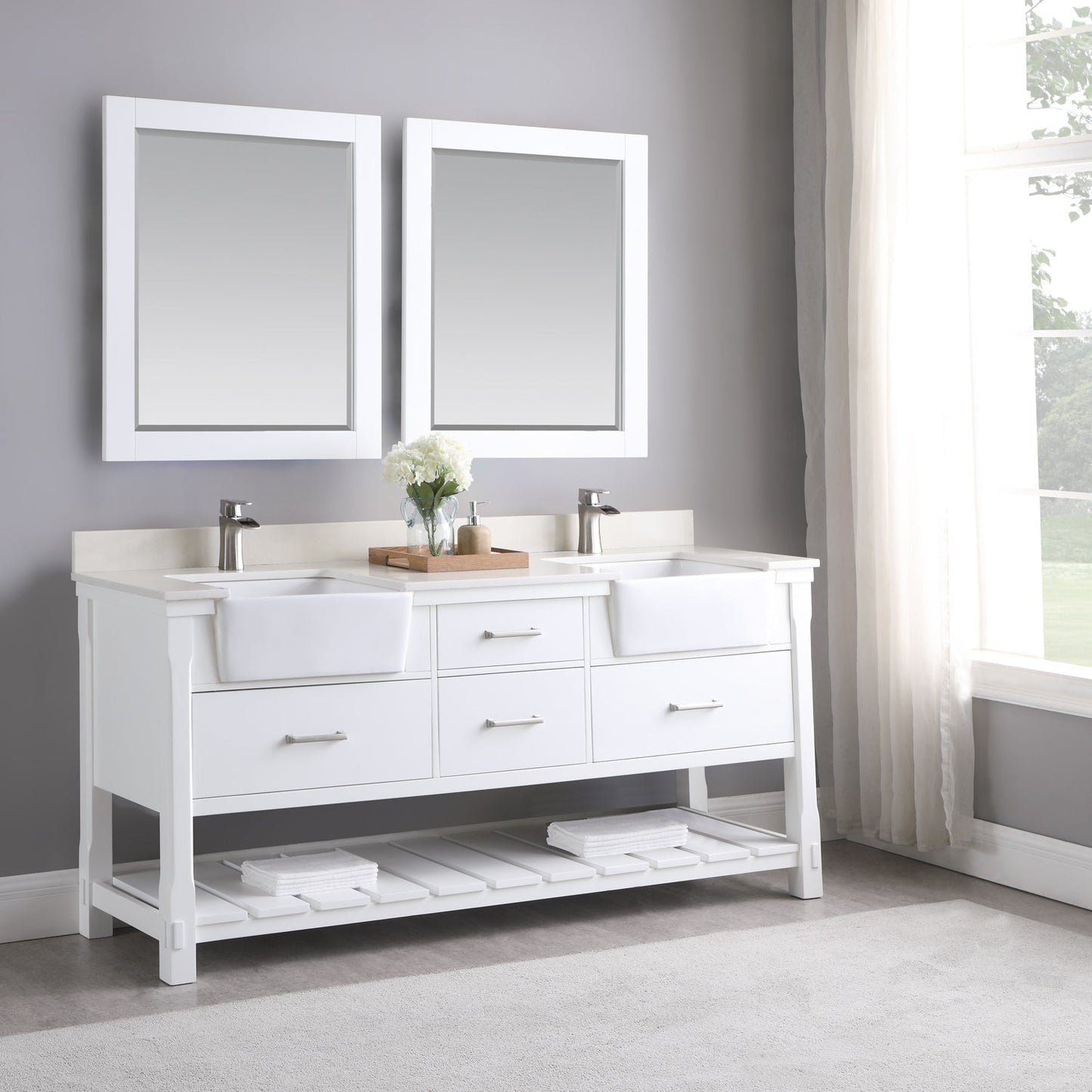 Altair Designs 72" double vanity with top - 537072-WH-AW-NM
