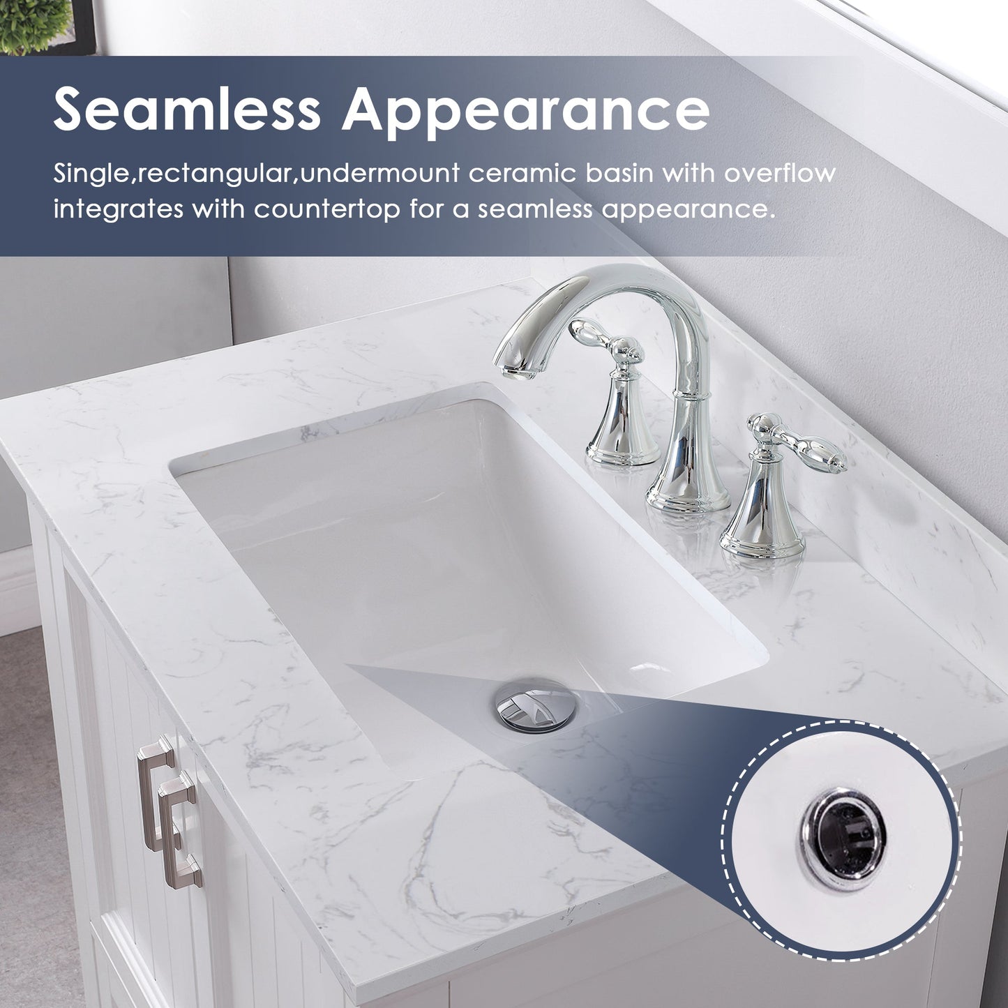 Altair Designs 30" single vanity with top - 538030-WH-CA-NM