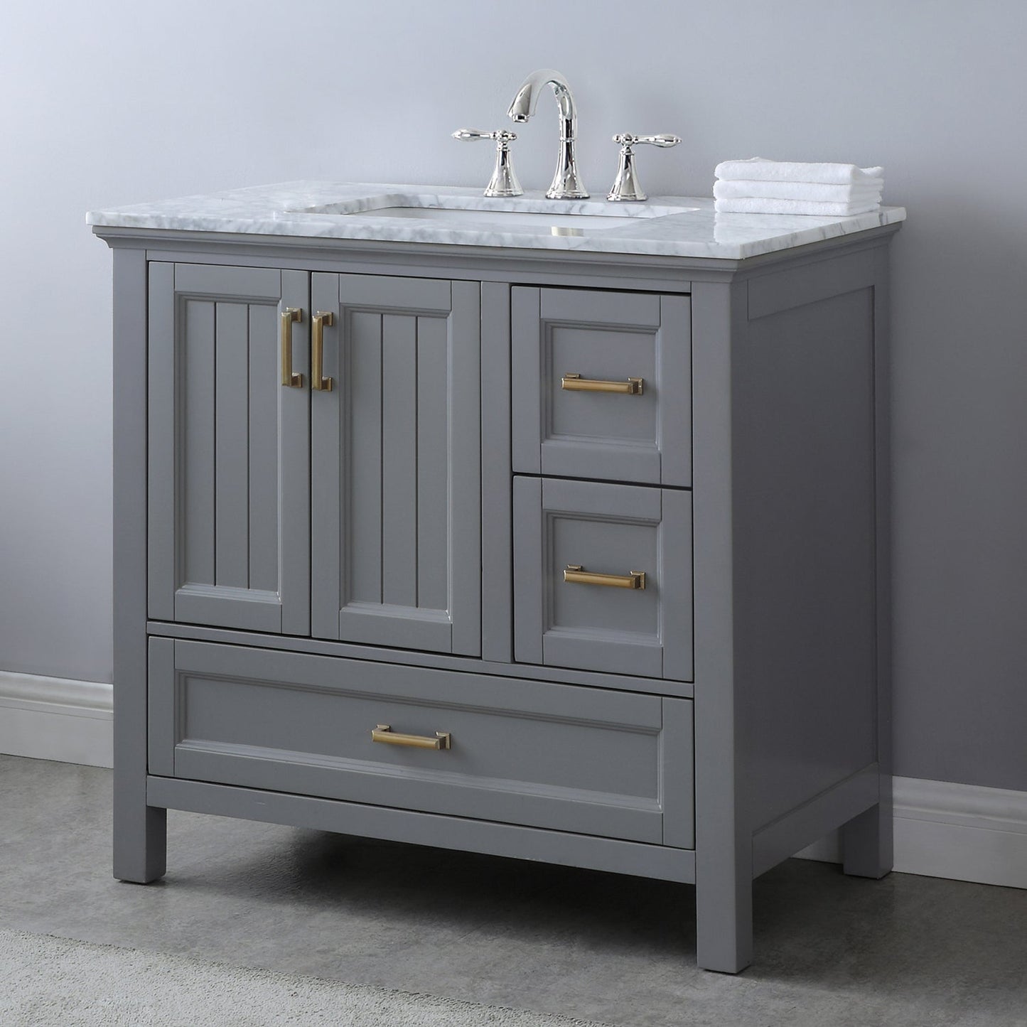 Altair Designs 36" single vanity with top - 538036-WH-CA-NM