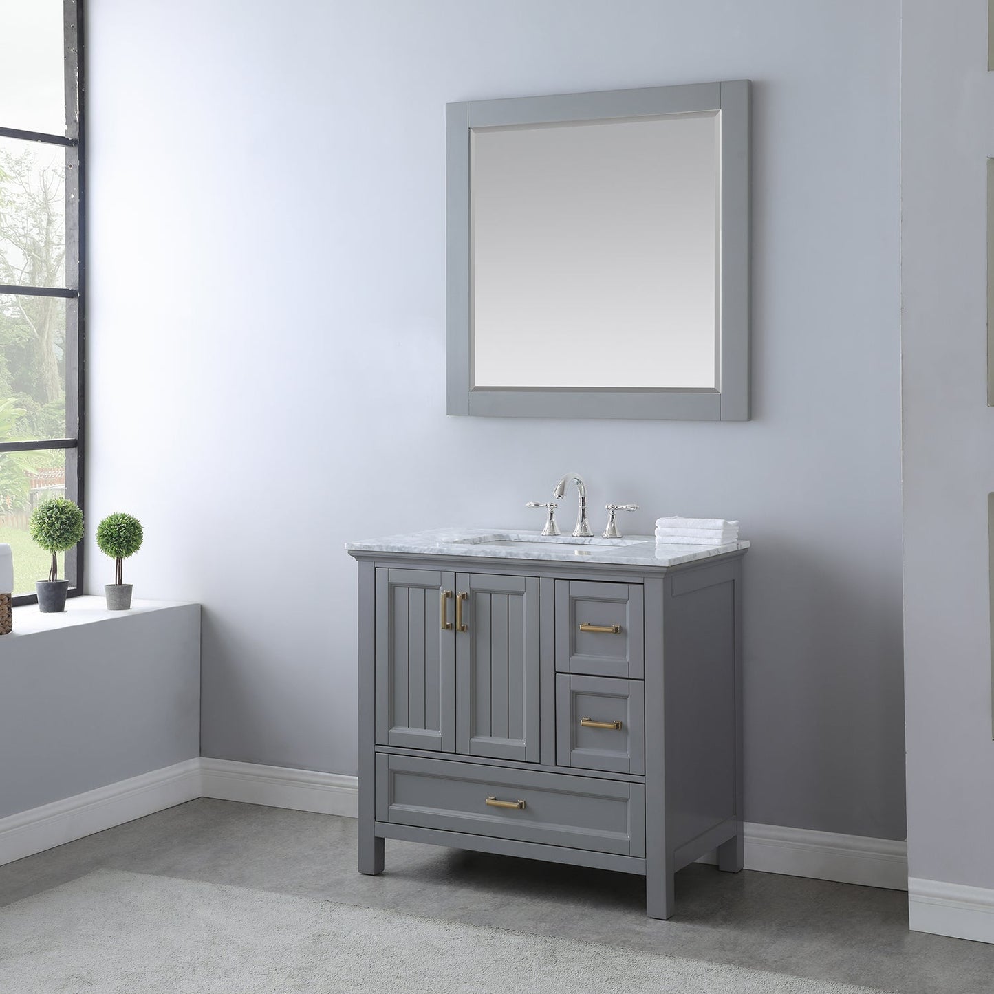 Altair Designs 36" single vanity with top - 538036-WH-CA-NM