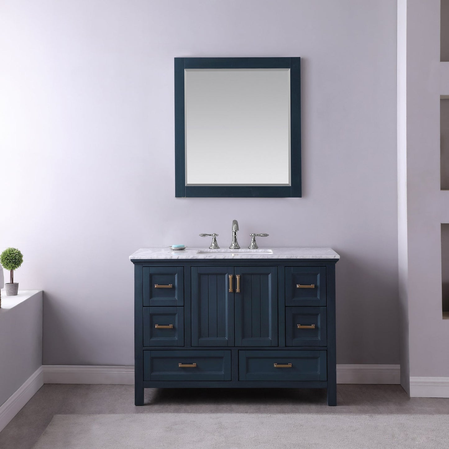 Altair Designs 48" single vanity with top - 538048-WH-CA-NM