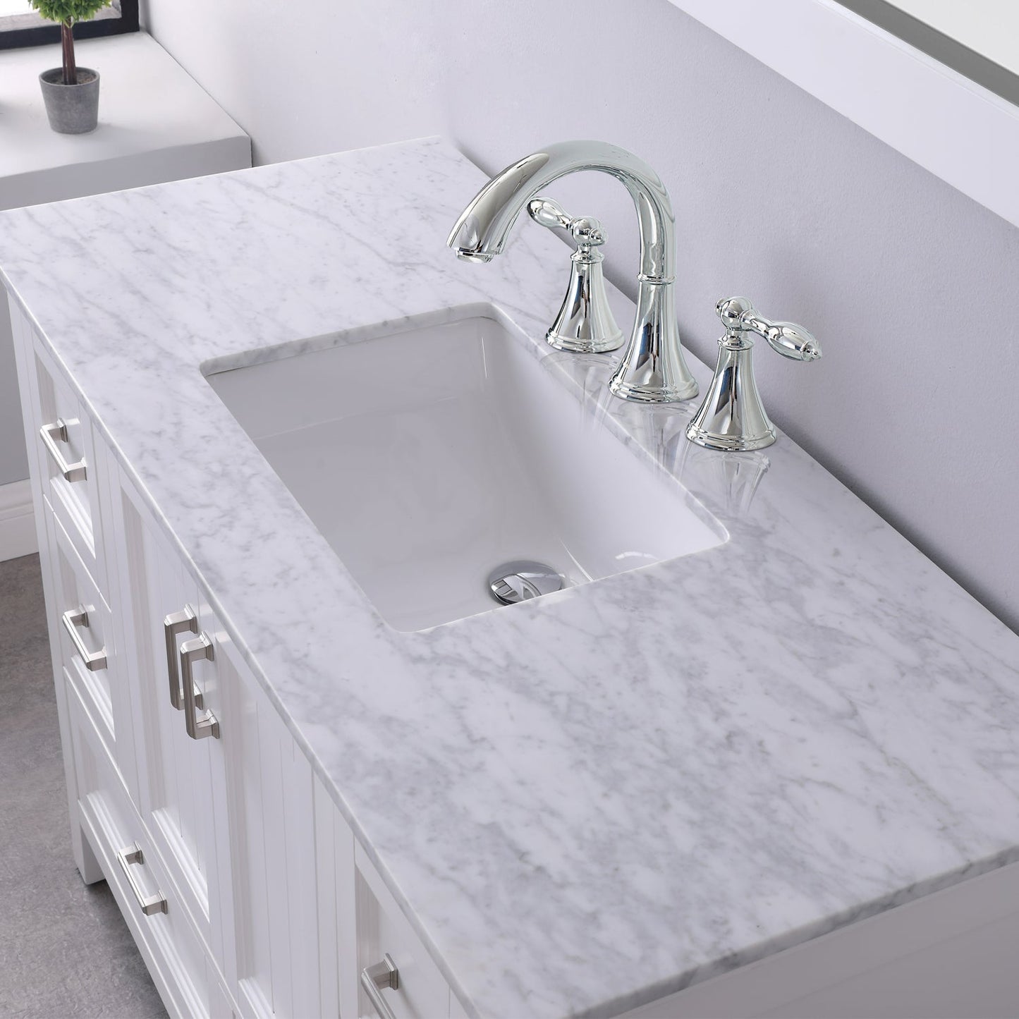 Altair Designs 48" single vanity with top - 538048-WH-CA-NM