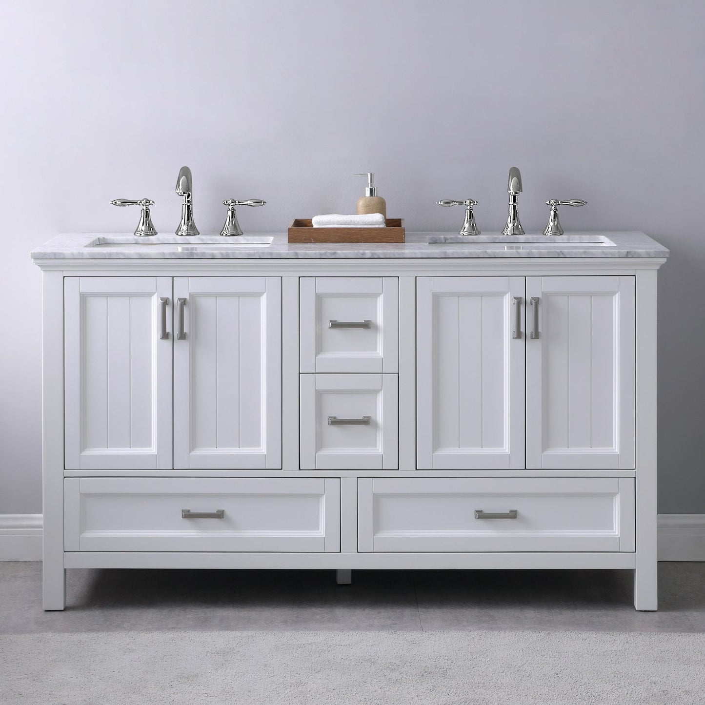 Altair Designs 60" double vanity with top - 538060-WH-CA-NM