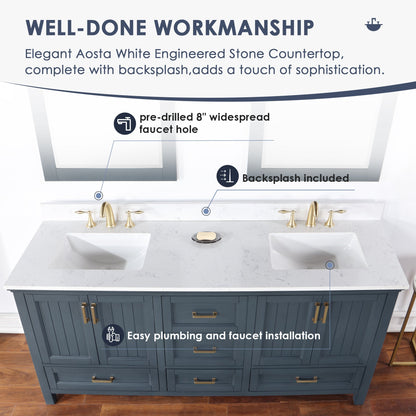 Altair Designs Isla 72" double vanity with top - 538072-CB-AW-NM