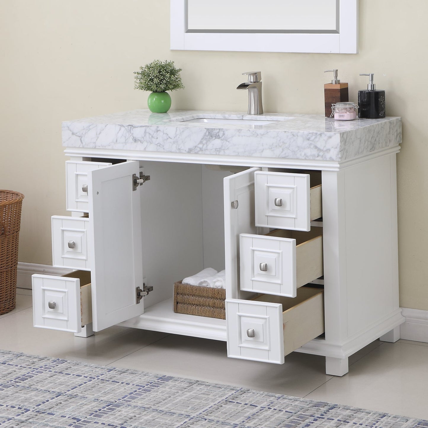 Altair Designs 48" single vanity with top - 539048-WH-CA-NM