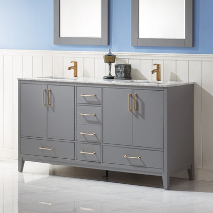 Altair Designs 60" double vanity with top - 541060-WH-CA-NM