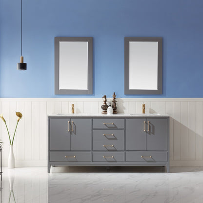 Altair Designs 72" double vanity with top - 541072-WH-CA-NM