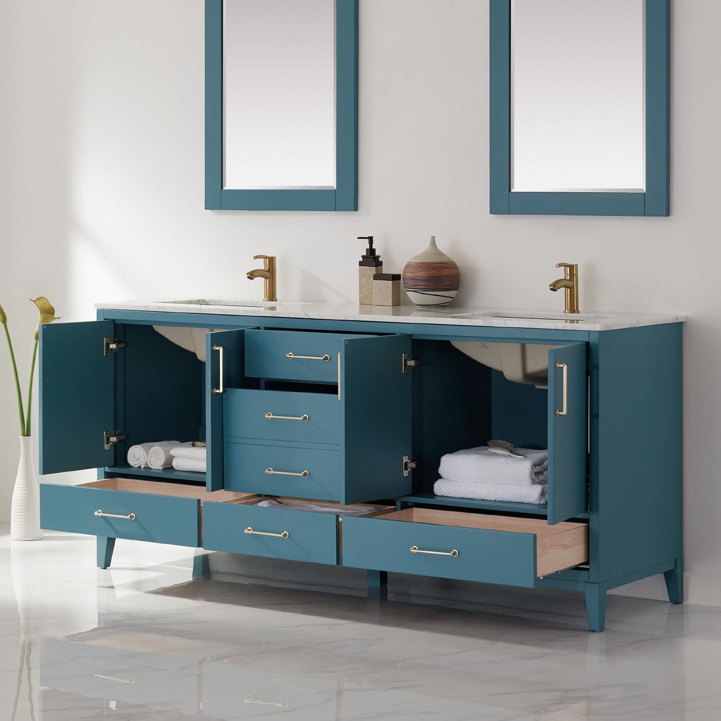 Altair Designs 72" double vanity with top - 541072-WH-CA-NM