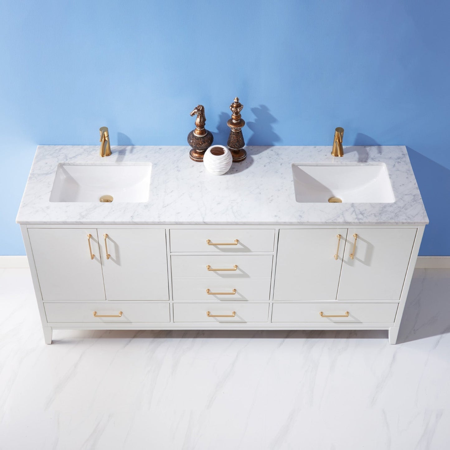 Altair Designs 72" double vanity with top - 541072-WH-CA-NM