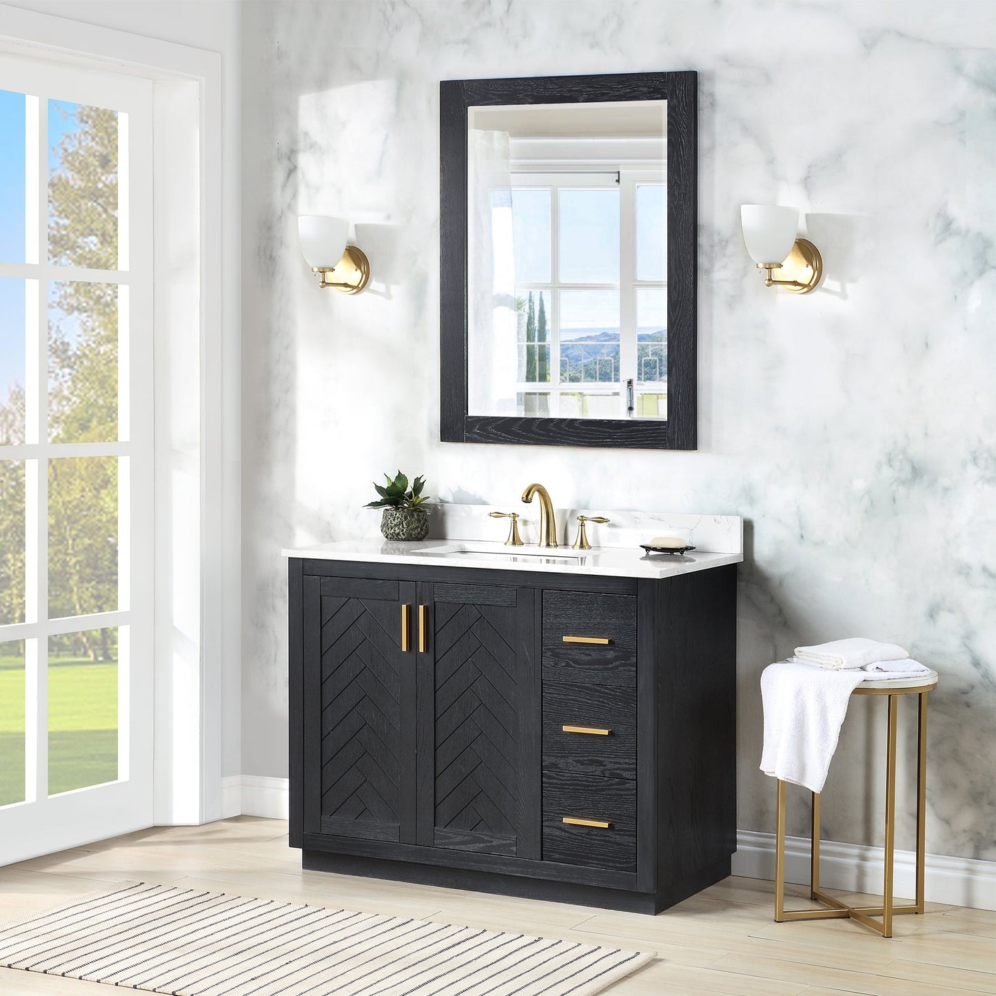 Altair Designs Gazsi 42" single vanity with top - 543042-BO-GW-NM