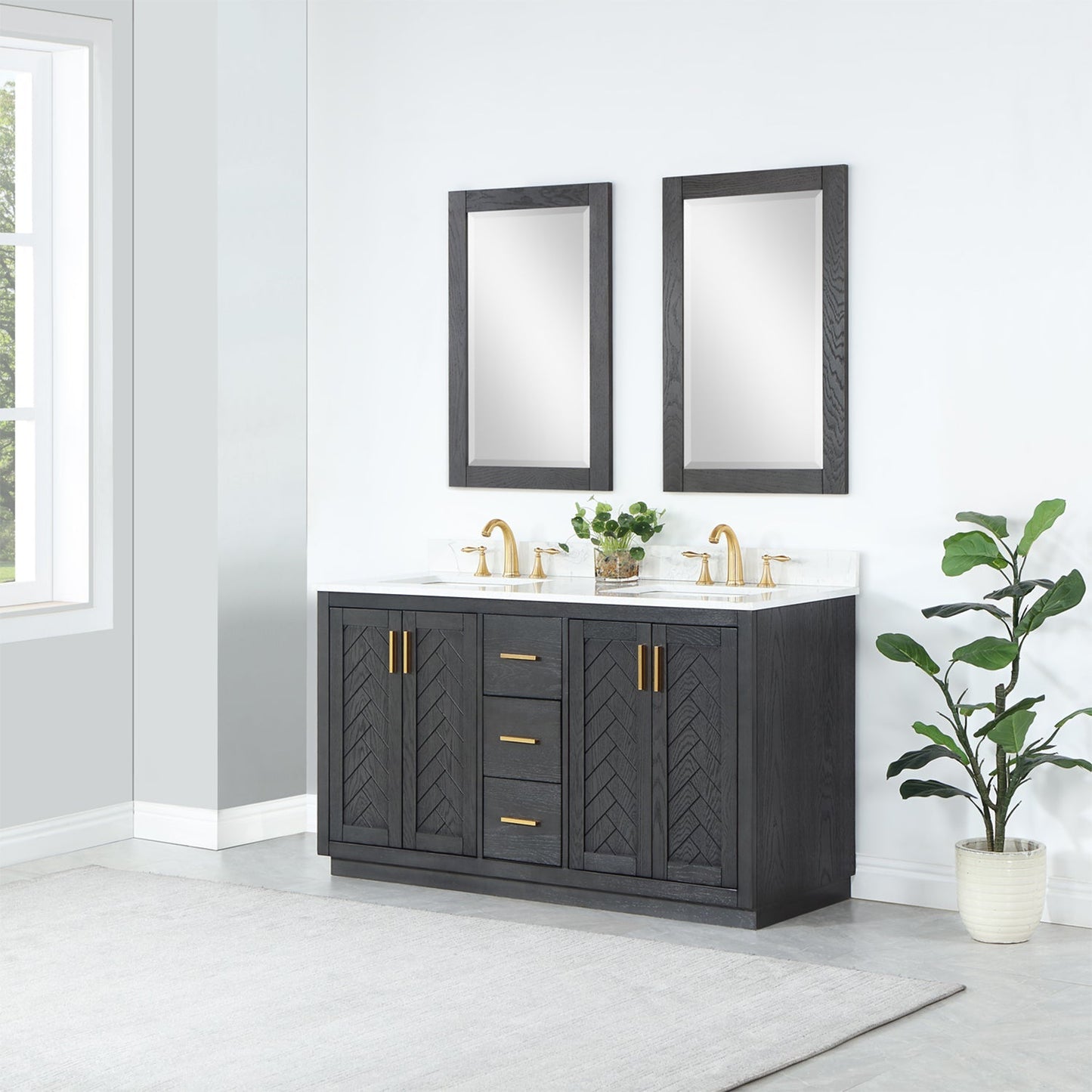 Altair Designs Gazsi 60" double vanity with top - 543060-BN-GW-NM