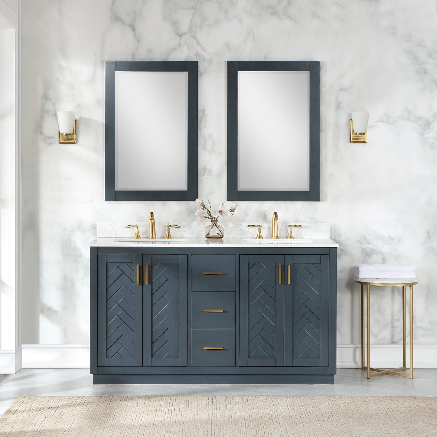 Altair Designs Gazsi 60" double vanity with top - 543060-BN-GW-NM