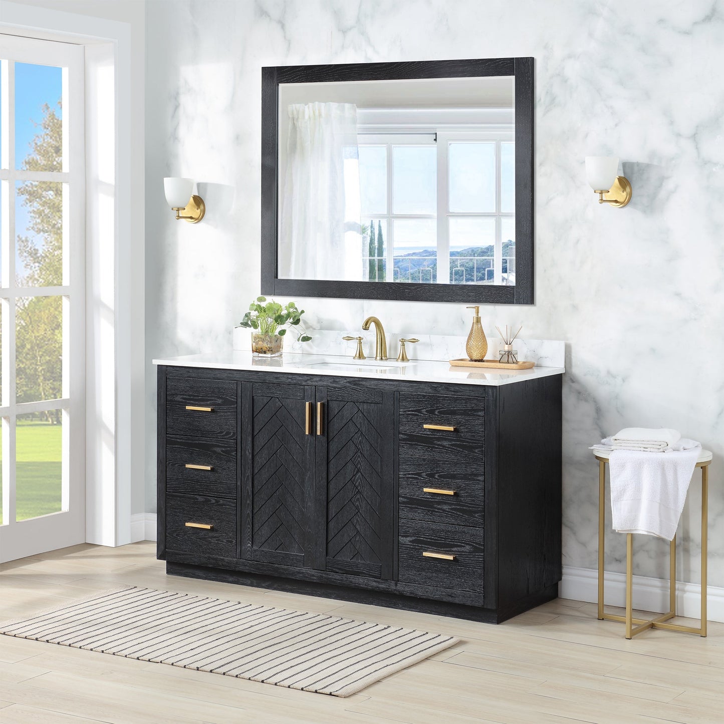 Altair Designs Gazsi 60" single vanity with top - 543060S-BO-GW-NM
