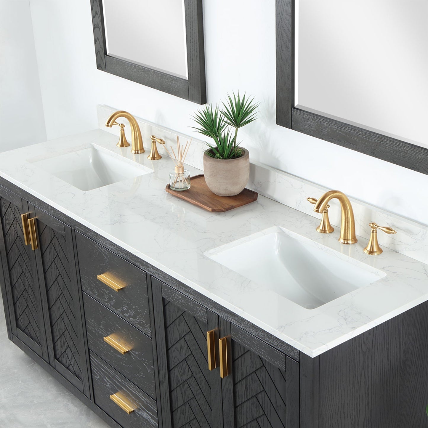 Altair Designs Gazsi 72" double vanity with top - 543072-BN-GW-NM