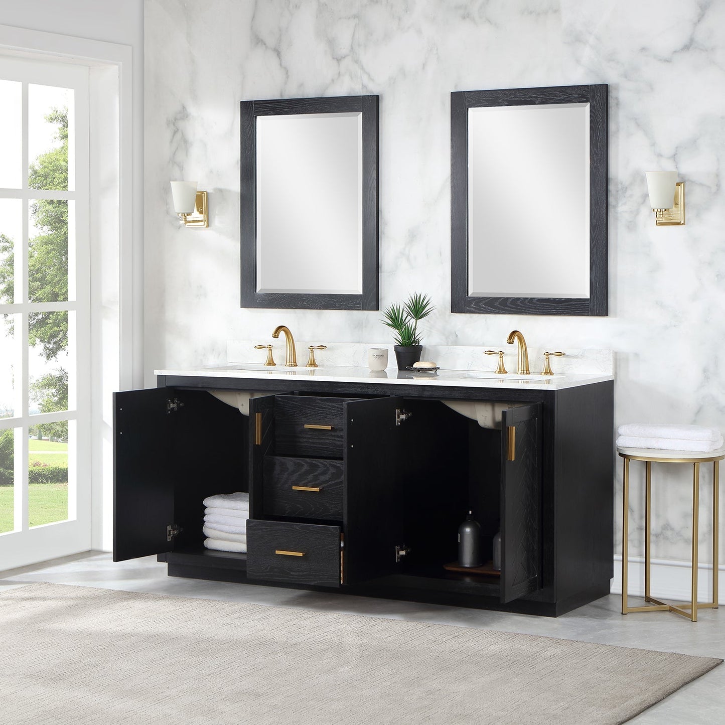 Altair Designs Gazsi 72" double vanity with top - 543072-BN-GW-NM