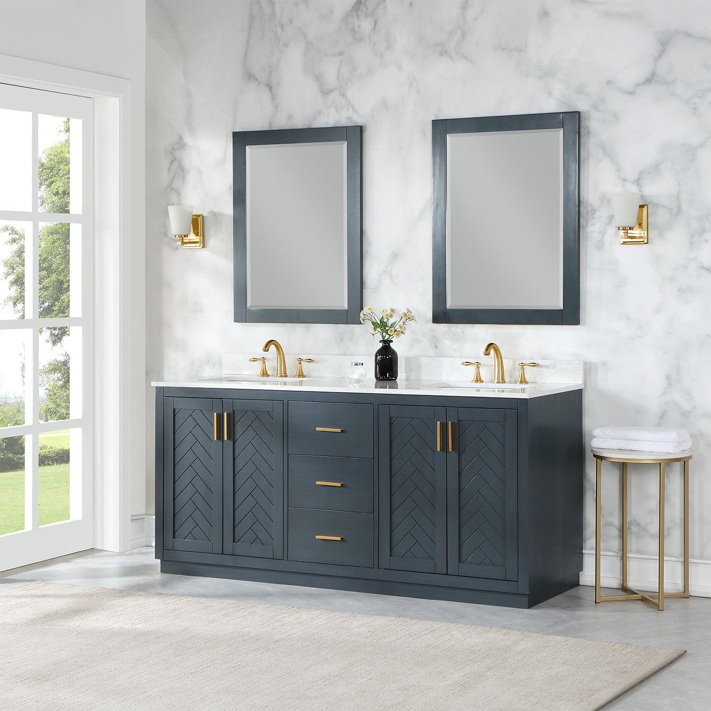 Altair Designs Gazsi 72" double vanity with top - 543072-BN-GW-NM