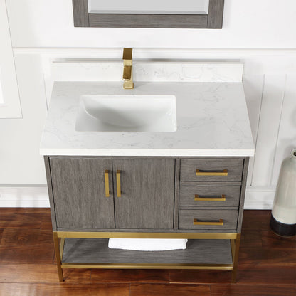 Altair Designs 36" single vanity with top - 546036-WO-GW-NM